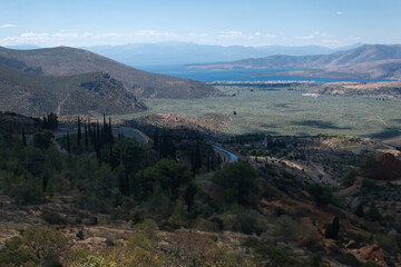 Naklejka premium delphos greece with stone classical ruins