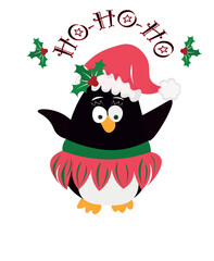 Cute happy cartoon penguin, isolated. Vector illustration