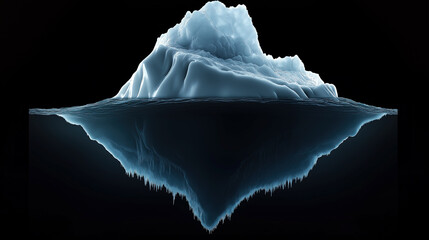 Obraz premium 3D illustration of an illuminated iceberg silhouette in dark night