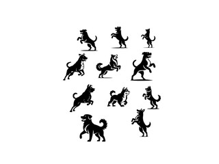 Dog animal vector black logo type
dog Pose vector silhouette illustration black color white background Vector free dog vector set.