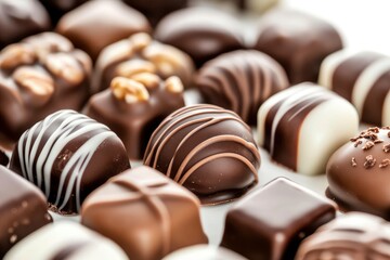 Fototapeta premium chocolate candy close up on a white , ai
