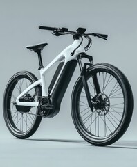 Futuristic electric bike showcased in dramatic lighting, emphasising its sleek design and modern technology.