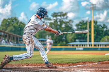 Baseball Player in Action On The Stadium