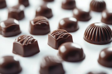 Fototapeta premium chocolate candy close up on a white , ai
