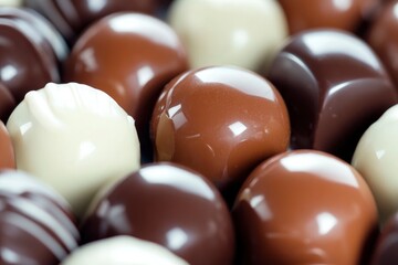 Fototapeta premium chocolate candy close up on a white , ai