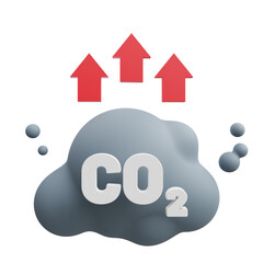 Co2 emission illustration 3d render isometric global warming theme