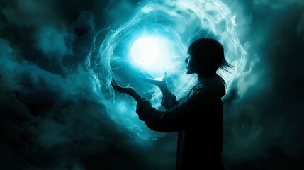 Fototapeta premium a witch can make an energy light ball