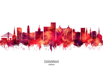Fototapeta premium Savannah USA Skyline Red
