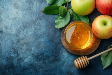 rosh hashanah (jewesh holiday) concept - honey traditional holiday symbol , ai