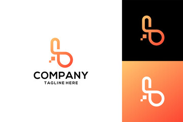 initial letter B tech modern logo design vector