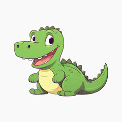 Naklejka premium Cute cartoon green dinosaur illustration