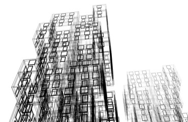 Modern building design 3d rendering 