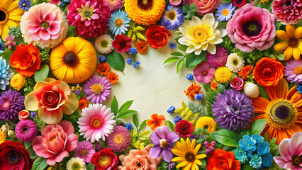 Colorful floral pattern design with a variety of vibrant flowers, flowers, colorful, background, pattern, floral, vibrant, design