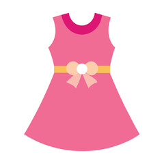 This adorable illustration features a cute baby girl dress design in a charming cartoon style, perfect for kids' fashion. Ideal for prints, apparel designs, and delightful decor.