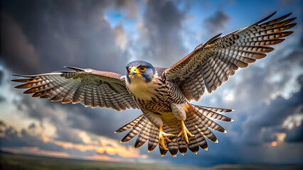 Majestic falcon bird of prey in flight, falcon, bird, prey, wings, majestic, feathers, wildlife, hunter, predator, talons, beak, flying