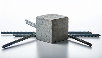 concrete cube and rebar for compressive and tensile test, AI gen