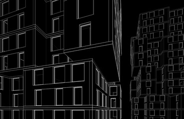 Modern building design 3d rendering 