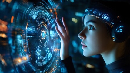 Naklejka premium Tomorrow's Technology Today: Enhancing Human Abilities via Human-Machine Interfaces