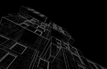 Modern building design 3d rendering 