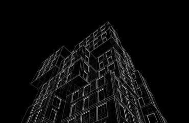 Modern building design 3d rendering 