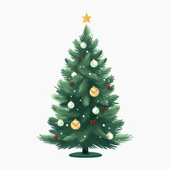 Festive decorated Christmas tree illustration