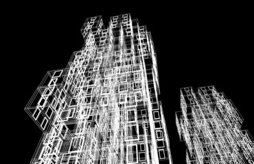 Modern building design 3d rendering 