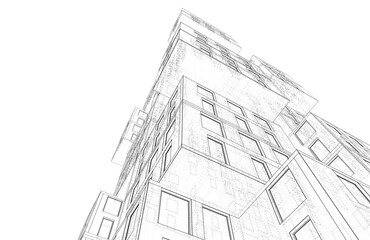 Modern building design 3d rendering 