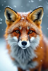 Obraz premium Red fox with snow in winter