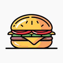 Delicious cartoon cheeseburger illustration