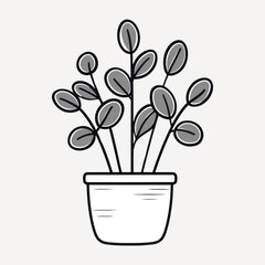 Monochrome potted plant illustration