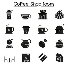 Coffee icon set in glyph style
