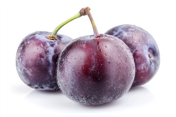 Obraz premium Plums isolated on White Background, closeup , ai