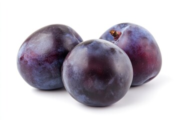 Plums isolated on White Background, closeup , ai
