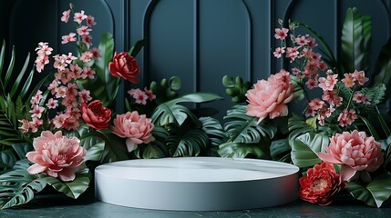 Luxury Floral Podium for Product Presentation