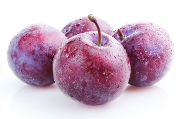 Fototapeta premium Plums isolated on White Background, closeup , ai
