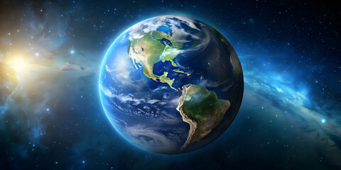 Planet Earth seen floating in the vastness of space, Earth, space, planet, blue, atmosphere, galaxy, universe, celestial
