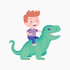 Child riding cartoon dinosaur