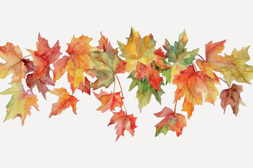 Colorful autumn leaves watercolor painting