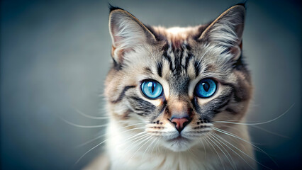 Beautiful cat with striking blue eyes, cat, blue eyes, feline, pet, animal, cute, fluffy, domestic, portrait, whiskers, fur