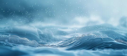 Fototapeta premium Abstract Frosty River Landscape with Fluid Icy Blue Waves and Subtle Frost Textures on a Cold Winter Morning