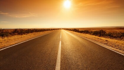 Road an empty towards the horizon Both sides of the road are natural and deserted horizon at the end of the road