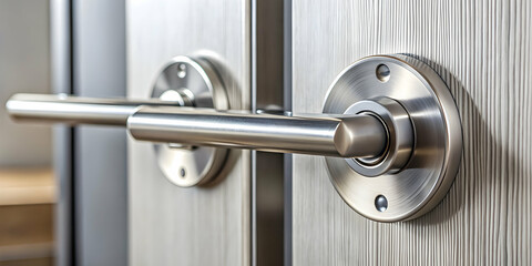 Close-up of modern silver door handles, door handles, silver, modern, close-up, entrance, home decor, hardware, metal