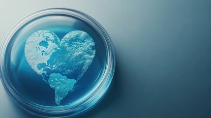 Obraz premium A medical specimen in a petri dish, placed alongside a subtle earth graphic, giving the concept of global love and care.