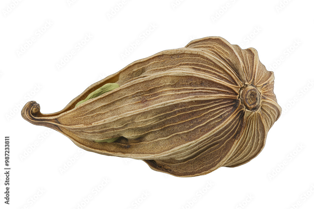Poster close-up view of an exotic seed pod, showcasing its unique texture and intricate shapes, perfect for