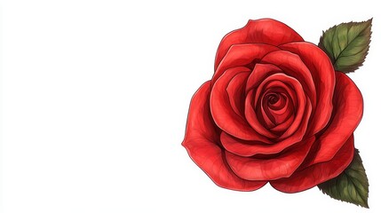 Naklejka premium Stylized rose illustration with bold outlines and a modern twist, set against a crisp white background, emphasizing the contemporary feel of the hand-drawn art