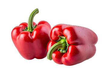 Fresh red bell peppers arranged beautifully, perfect for healthy recipes and vibrant food presentations.