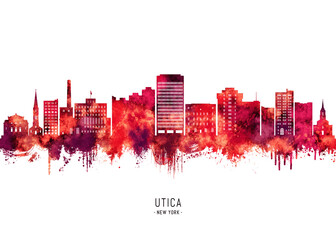 Obraz premium Utica New York Skyline Red