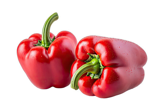Fresh red bell peppers arranged beautifully, perfect for healthy recipes and vibrant food presentations.