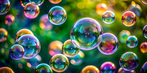 Close up of colorful bubbles floating in the air, bubbles, close up, colorful, floating, beauty, abstract, macro,shiny, reflective