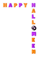 HAPPY HALLOWEEN typography in alphabet cookies shape and chocolate ghost bun on transparent background, png file